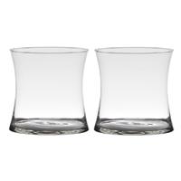 Shoppartners Set Van 2x Stuks Transparante Stijlvolle X-vormige Vaas/vazen Van Glas 15 X 15 Cm - Vazen