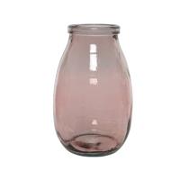 Decoris Roze Vazen/bloemenvazen Van Gerecycled Glas 18 X 28 Cm - Vazen