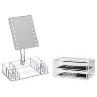 5five Make-up organizer set vakjes en lades 19 x 9 cm en een LED spiegel -