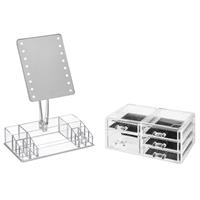 5five Make-up organizer set vakjes en lades 24 x 11 cm en een LED spiegel -