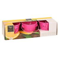 Decoris Set Van 3x Stuks Anti Muggen Citronella Kaars In Roze Zinken Potje - Geurkaarsen