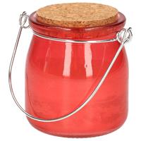 Decoris Set Van 3x Stuks Anti Muggen Citronella Kaars In Rood Glazen Potje - Geurkaarsen