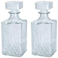 2x Glazen Decoratie Fles/karaf 750 Ml/9 X 23 Cm Voor Water Of Likeuren - Whiskeykaraffen