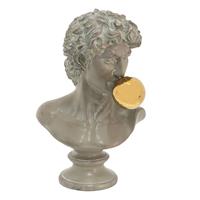 Clayre & Eef Decoratie Buste Man 21*16*34 Cm Grijs Kunststof Decoratief Figuur Decoratieve Accessoires Woonaccessoires