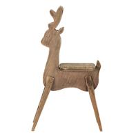 Clayre & Eef Decoratie Beeld Rendier 38*15*68 Cm Bruin Hout Plantentafeltje Bruin Plantentafeltje