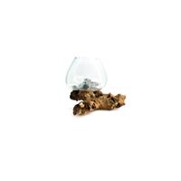 Dijk Natural Collections Decoratief Teakhout Standaard Met Glas-naturel-28x22x26cm