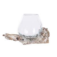Dijk Natural Collections Decoratief Teakhout Standaard Met Glas-white-wash-28x22x26cm