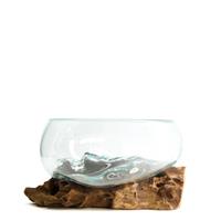 Dijk Natural Collections Decoratief Teakhout Standaard Met Glas-naturel-33x23x18cm