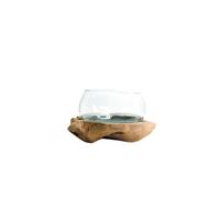 Dijk Natural Collections Decoratief Teakhout Standaard Met Glas-naturel-30x30x17cm