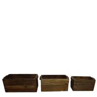 Dijk Natural Collections Krat Gerecycled Hout-naturel-45x25x20cm-set Van 3