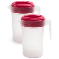 Forte Plastics 2x Stuks Waterkan/sapkan Transparant/roze Met Deksel 2 Liter Kunststof chenkkannen