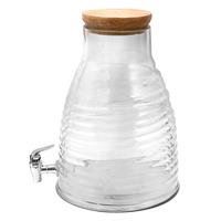 Clayre & Eef Sapkan Met Kraan En Deksel 29*33*34 Cm Transparant Glas Waterkan Transparant Waterkan