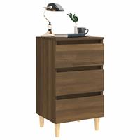 vidaXL Nachtkastjes 2 st met houten poten 40x35x69 cm bruineikenkleur