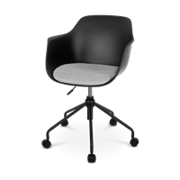 Nolon Nout bureaustoel zwart met armleuningen en grijs zitkussen - zwart onderstel