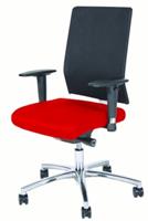 Schaffenburg bureaustoel serie 045 zitting stof rood en rug mesh zwart
