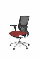 Schaffenburg Bureaustoel 105 zitting rood, rugleuning zwart mesh, onderstel verchroomd aluminium. 1 jaar garantie