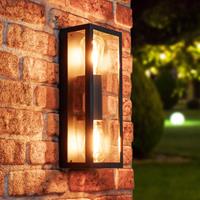 HOFTRONIC™ Alma dimbare LED wandlamp - ex. E27 lichtbronnen - max. 2x 60 watt - Up & Down light - Muurlamp - Muurverlichting - IP44 voor binnen en buiten - Zwart