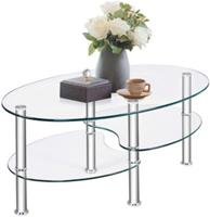 COSTWAY Couchtisch 3 Ebenen Glastisch transparent