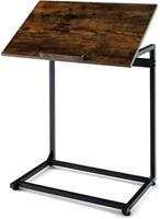 COSTWAY Laptoptisch C-förmig mit Verstellbarer Tischplatte braun