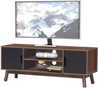 costway TV-Meubel In Industriële Stijl voor TV-Kasten tot 127 cm Modern Houten Multifunctioneel Opbergmeubel (Walnoot)