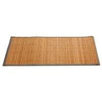 Giftdecor Badkamer vloermat anti-slip donkere bamboe 50 x 80 cm met grijze rand - Douche/bad accessoires