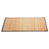 Giftdecor Badkamer vloermat anti-slip lichte bamboe 50 x 80 cm met grijze rand - Douche/bad accessoires