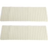 2x stuks anti-slip badmatten creme wit 69 x 39 cm rechthoekig - Badkuip mat - Grip mat voor in douche of bad