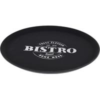 Zwart horeca anti-slip dienblad kunststof 36 cm bistro special - Ronde dienbladen