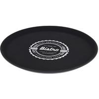 Zwart horeca anti-slip dienblad kunststof 36 cm bistro - Ronde dienbladen