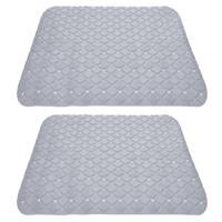 2x stuks anti-slip badmatten licht grijs 55 x 55 cm vierkant - Badkuip mat - Grip mat voor in douche of bad