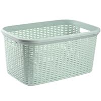 Forte Plastics Set van 2x stuks kunststof open rotan wasmanden van 35 liter mintgroen - Badkamer wasmand/manden - 53 x 36 x 26 cm