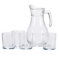 Vivalto Glazen karaf/schenkkan met deksel 1,8 liter met 4 drinkglazen 400 ml - Drinkglazen