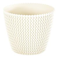 Prosperplast Plantenpot/bloempot kunststof dia 13 cm en hoogte 11 cm in het creme wit voor binnen/buiten