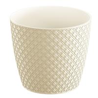 Prosperplast Orient stijl plantenpot/bloempot kunststof dia 13 cm en hoogte 11 cm in het creme wit voor binnen/buiten