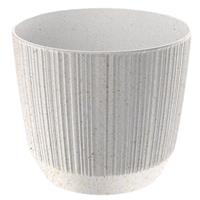 Prosperplast Moderne carf-stripe plantenpot/bloempot kunststof dia 13 cm/hoogte 11 cm eco/hout wit voor binnen/buiten