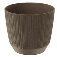 Prosperplast Moderne carf-stripe plantenpot/bloempot kunststof dia 13 cm/hoogte 11 cm eco/aarde bruin voor binnen/buiten