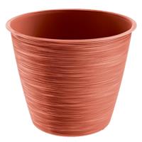 Prosperplast Stijlvolle kunststof plantenpot/bloempot dia 15 cm/hoogte 12.5 cm Paintstripe stone rood voor binnen/buiten