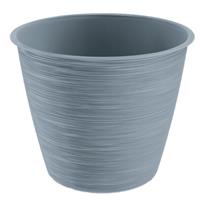 Prosperplast Stijlvolle kunststof plantenpot/bloempot dia 15 cm/hoogte 12.5 cm Paintstripe steengrijs voor binnen/buiten