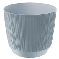 Prosperplast Moderne carf-stripe plantenpot/bloempot kunststof dia 17 cm/hoogte 15 cm steengrijs voor binnen/buiten