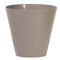 Prosperplast Plantenpot/bloempot kunststof dia 20cm en hoogte 19 cm taupe/beige voor binnen/buiten - Glad strak model