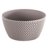 Prosperplast Tafelstuk plantenpot/bloempot kunststof dia 24 cm en hoogte 12 cm in het taupe/beige voor binnen/buiten