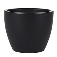 Steege Plantenpot/bloempot in een strakke Scandinavische look zwart Dia 13 cm en Hoogte 11 cm glanzend