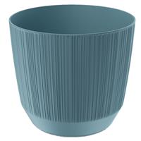Prosperplast Moderne carf-stripe plantenpot/bloempot kunststof dia 19.5 cm/hoogte 17 cm stone blauw voor binnen/buiten