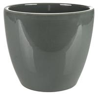 Steege Plantenpot/bloempot in een strakke Scandinavische look antraciet Dia 15 cm en Hoogte 12 cm glanzend