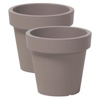 Prosperplast 2x stuks basic plantenpot/bloempot kunststof dia 13.5 cm/hoogte 12 cm Taupe