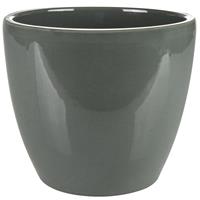 Steege Plantenpot/bloempot in een strakke Scandinavische look antraciet Dia 16 cm en Hoogte 13 cm glanzend