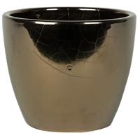 Steege Plantenpot/bloempot in een strakke Scandinavische look goud Dia 18 cm en Hoogte 16 cm glanzend