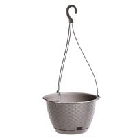 Prosperplast Hangende plantenpot/bloempot kunststof dia 22 cm/hoogte 14 cm taupe/beige met ophanghaak