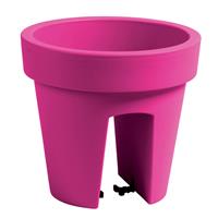 Prosperplast Balkon plantenpot/bloempot fuchsia roze 5 liter kunststof D25 x H22.5 cm voor reling buiten