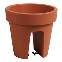 Prosperplast Balkon plantenpot/bloempot terra cotta 5 liter kunststof D25 x H22.5 cm voor reling buiten